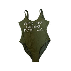 New without Tags Olive Green One Piece Swimsuit Womens Large Graphic Print